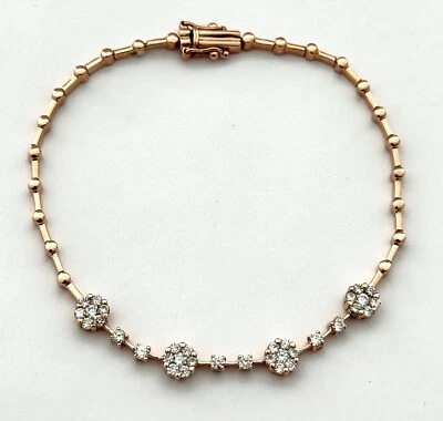 DIAMOND BRACELET 18K ROSE GOLD, 0.87 CAR NATURAL VS DIAMONDS, RET USD $4,000+TAX - Image 1 of 4