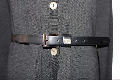 NWOT Anne Klein Black Bonded Leather Belt Gold Tone Hardware 1" Thick Size Large - Image 1 of 4