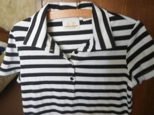 NWOT EP Pro Tour Tech Golf Striped Polo Shirt White /Black /Silver S/Sl Sz:XS - Picture 1 of 3