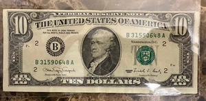 Billete 1990 $10 error de corte raro - Imagen 1 de 9