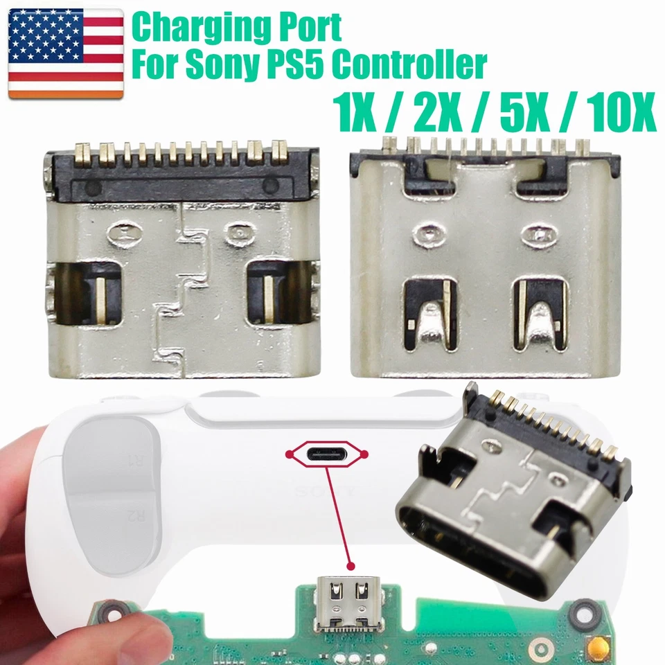 Conector de puerto de carga USB 1-10 tipo C base para controlador Sony PlayStation PS5 Foto 1 de 1