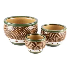 Ceramic Jade Planter Trio - Picture 1 of 6