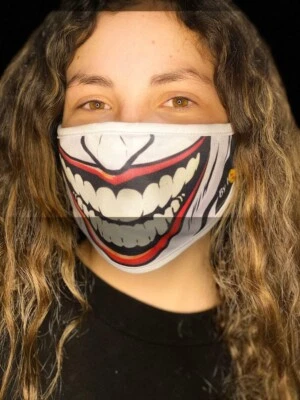 Washable Reusable Half Face Mask Guason Joker White Huge Smile Big Nose Animate - Image 1 of 4
