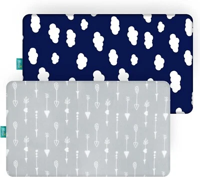 Paquete de 2 sábanas ajustables suaves para cuna/colchón de cama para niños pequeños estándar 52"x28" Foto 1 de 4