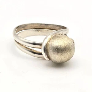 VTG 950 Silver Double Band Ring Size 8 Modern Statement Jewelry 4g - Picture 1 of 11