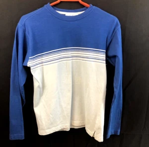 Boys Medium Green Dog Heavy Gray Knit Long Sleeve Shirt Blue Stripes - Picture 1 of 2