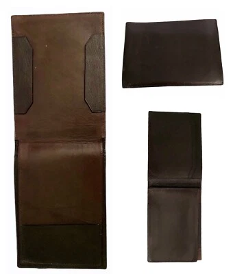 Portefeuille vintage porte-livret chèques homme en cuir 46 gr marron foncé neuf - Photo 1/4