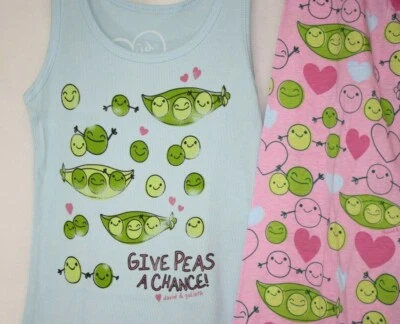 Womens David & Goliath Give Peas A Chance Pajamas PJ's Sleep Lounge Set  - Image 1 of 3