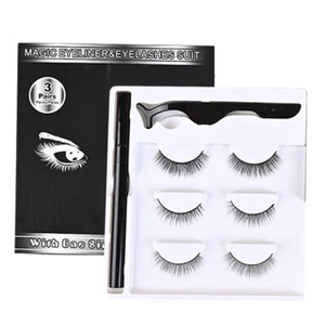 Wasserdichter Magnetischer Eyeliner Mit Wimpern Und Pinzette 3 Paar Set Mit - Bild 1 von 12