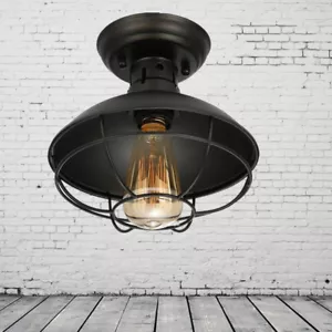 Retro Mini Metal Rustic Semi Flush Mount Ceiling Light Pendant Light E26 110V US - Picture 1 of 6