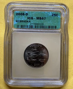 2006-D ICG MS67 Nebraska State Quarter 25C - Picture 1 of 2