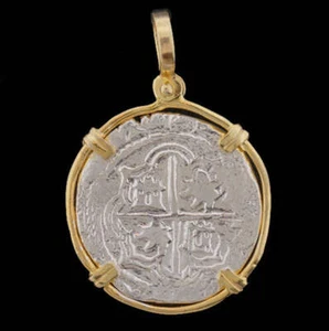 Atocha versunkener Schatzschmuck - 2 echte Silbermünze Anhänger - Bild 1 von 5
