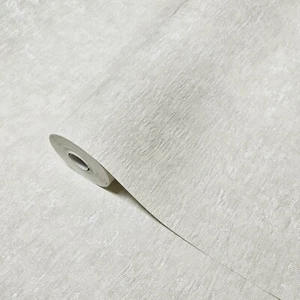 Modern off white faux sisal grasscloth gauze fabric plaster textured wallpaper - Picture 1 of 11