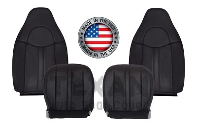 Fits 1997-2002 GMC Savana Van Front Seat Cover Leatherette Very Dark Gray - Image 1 of 4