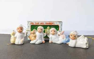 Juego de adornos navideños de ángeles de porcelana de hueso con animales - Imagen 1 de 7