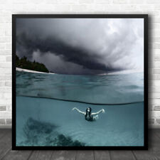 Storm Girl Fiji Diver Swimming Clear Water Wall Art Print