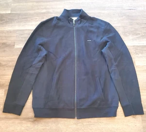 Giacca maglione zip intera CALVIN KLEIN taglia XL tasche frontali piatte logo nero nuovo senza etichette - Foto 1 di 5