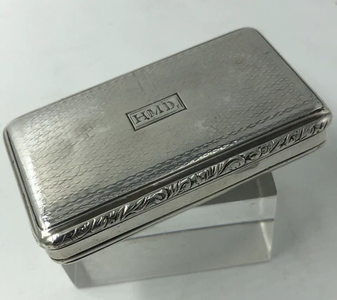 French 19th Century silver snuff box Parisian Hallmark c1830 Cover