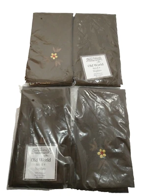 8 Old World Temptations Napkins Brown Floral 2 Sets of 4 17 1/2" X 18" New - Image 1 of 4