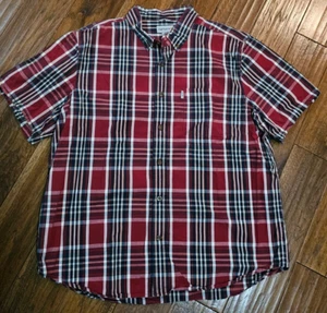 Carhartt Shirt Men's 2XL Red Blue Plaid Button Up Relaxed Fit Short Sleeve - Picture 1 of 6