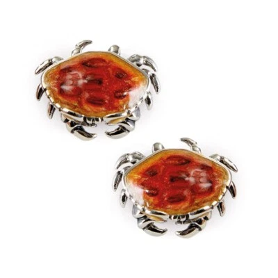SATURNO Silver and Enamel CRAB CUFFLINKS - Hallmarked Sterling Silver - Image 1 of 2