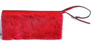 GUCCI Vintage Genuine Mink Patent Leather Clutch Wristlet Bag Red - Picture 1 of 12