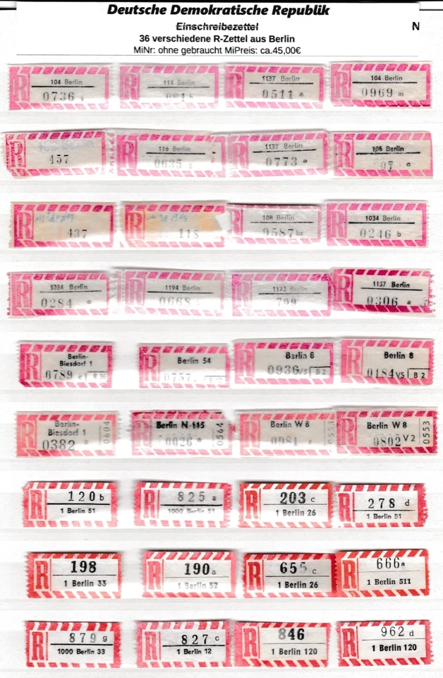 Einschreibezettel aus Berlin alles verschiedene - Bild 1 von 1