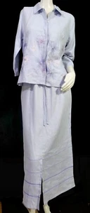 Juego de Blusas Bordadas Falda Midi Azul en Polvo Johnny Was Baby S/M - Imagen 1 de 8