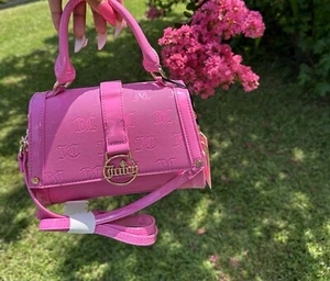 Juicy Couture Fancy Flap Bright Pink Deboss JC Satchel Crown Xbody NWT ๐ - Picture 1 of 4