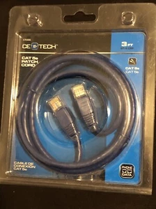 CE-TECH 3 Fuß blau Ethernet Kabel Cat5e Cat5 LAN Patch Netzwerk - Bild 1 von 4
