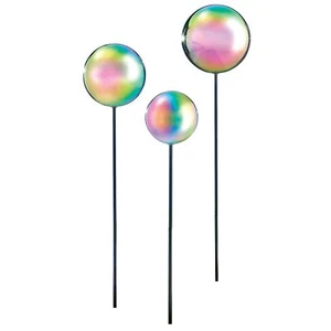 Iridescent Gazing Balls with Garden Stakes - Set of 3 - Picture 1 of 3