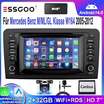 DAB+ Android 14 GPS Navi Autoradio Für Mercedes Benz ML W164 GL X164 2005-12 Kam - Bild 1 von 4