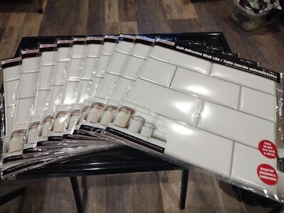 White Subway Peel & Stick Wall Tile 12"  Kitchen Bath Backsplash LOT OF 10 Tiles - Image 1 of 4