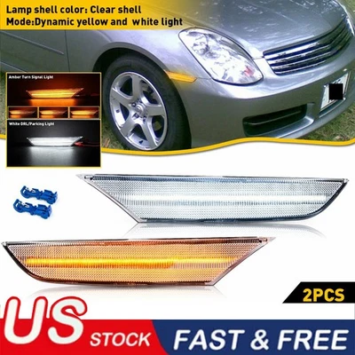 LED Side Marker Signal Lights Switchback For 2001-2006 Nissan Skyline V35 Sedan - Image 1 of 4