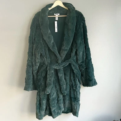 Victorias Secret Rosa Verde Profundo Acogedora Bata Felpa Piel Sintética Corta Talla XL NUEVA CON ETIQUETAS Foto 1 de 4