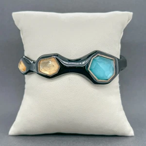 Estate Ippolita Sterling Silver Black Resin & Quartz Bangle Bracelet - Picture 1 of 6
