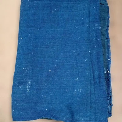 Tissu coton indigo japonais vintage lot 3 panneaux 34x200cm délavé vert bleu - Photo 1/4