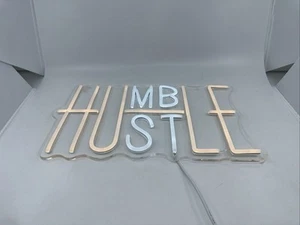 Humble Hustle LED Neon Sign for Wall Decor, Party Decorations, USB Yellow&White - Picture 1 of 5