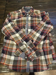 Tommy Hilfiger Shirt Mens M Green Orange Plaid Button Up Long Sleeve Shirt - Bild 1 von 6