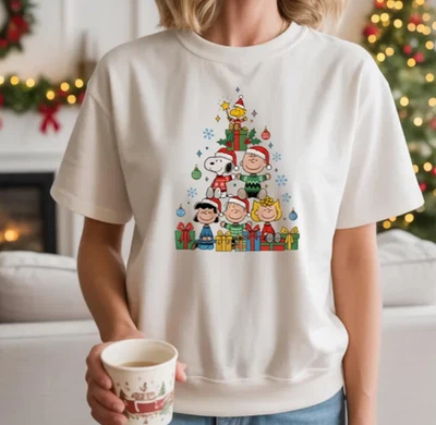 Snoopy Christmas Tree T-Shirt, Peanuts Holiday Characters Tee - Image 1 of 4