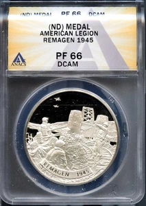American Legion Sterling Remagen 1945 Medaille PR66DCAM ANACS # 7810164 + Bonus - Bild 1 von 2