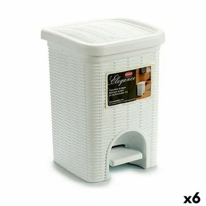 Papelera con Pedal Stefanplast Elegance Blanco Negro Plástico 6 L [6 Unidades - Imagen 1 de 2