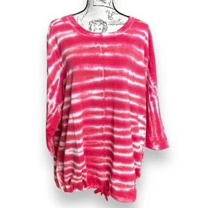 Lane Bryant rosa Batik Sweatshirt Cinch-Saum weich 10/12 - Bild 1 von 5