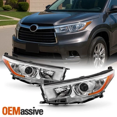 Par de faros proyectores cromados conductor+pasajero para Toyota Highlander 2014-2016 Foto 1 de 4
