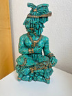 Inka Skulptur Azteken Maya Mexiko 21 cm  Figur grün türkis gold Kunst Ethno