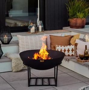 Ivyline Outdoor Cast Iron Garden Fire Bowl with Stand Black Iron Garden & Patio - Picture 1 of 7