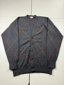 VTG Clan Douglas Sweater Mens XL Long Cashmere Cardigan Nordstrom Argyle Preppy - Picture 1 of 7