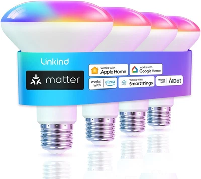 Matter Smart Light Bulb, BR30 Smart Bulbs, Recessed LED Color Changing Light Bul - Image 1 of 4