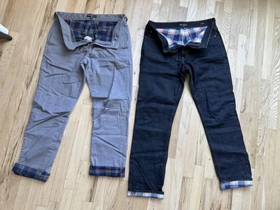 LOTE de 2 pantalones grises forrados de franela recta mercantil J Crew 32x32 nuevos sin etiquetas $250+ Foto 1 de 4