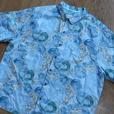 Tommy Bahama Shirt Men 2XB Blue Ocean Jellyfish Print Silk Button Up Summer Camp - Image 1 of 4